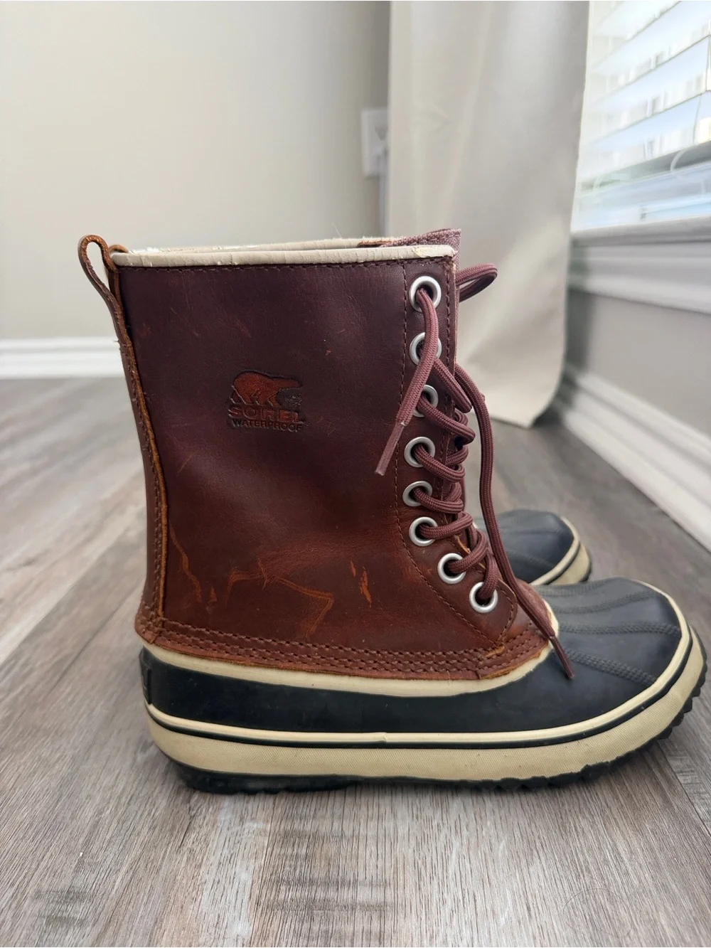 Sorel Brown and Black Waterproof Lace-Up Snow/Rain Boots